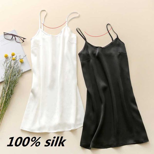 

women's sleepwear 100 silk dress slip, Black;red