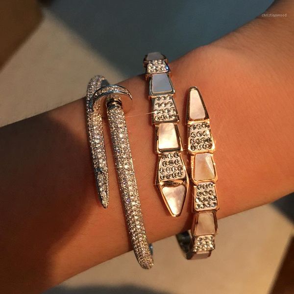 

snake rhinestone bangle & bracelet vintage fashion jewelry gift for woman man pulseira1, Black