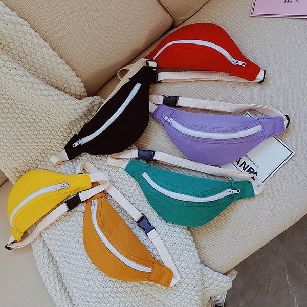 

children's mini waist bag canvas kids red fanny pack boys girls phone wallet chest baby belt packs bags
