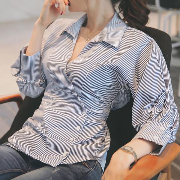 

korean fashion elegant blouse and women white shirt puff sleeve turn-down collar style blouses shirts 2021 women's