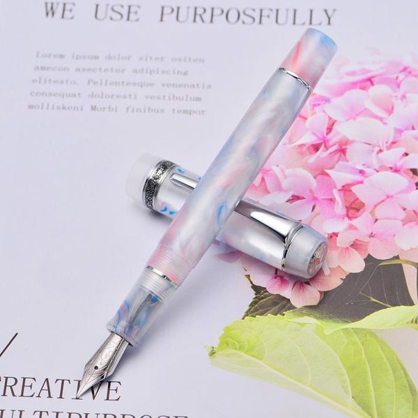 

fountain pens kaigelu 316a celluloid pen beautiful pink white patterns iridium ef/f/m nib writing office business ink gift