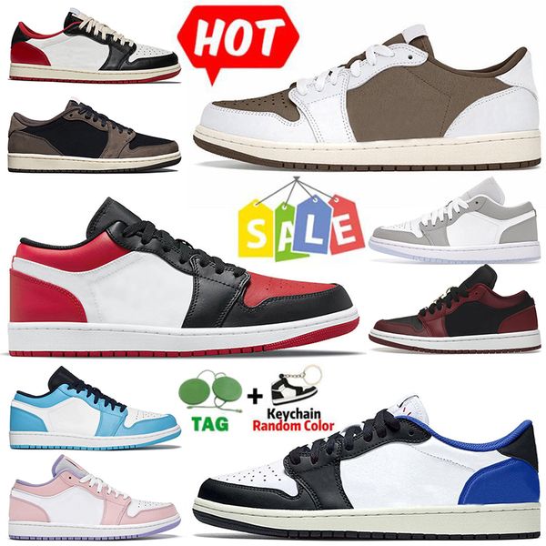 

fashion jumpman 1 low mens women basketball shoes 1s wolf grey carbon fiber all-star arctic punch black toe fragment reverse mocha unc grey, White;red