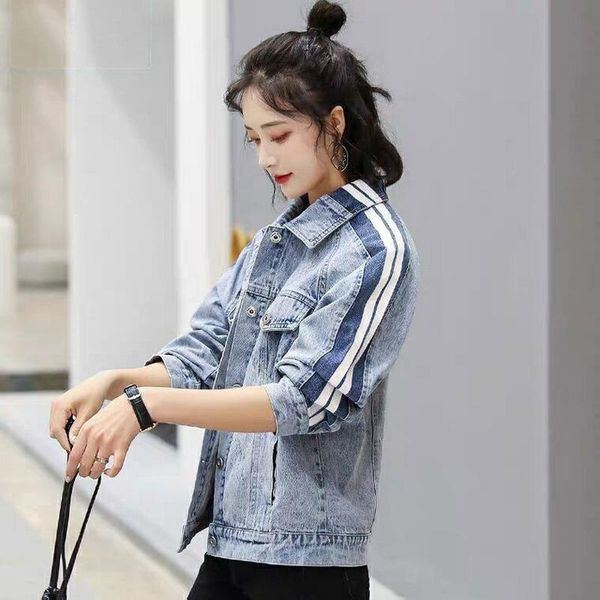 

women's jackets denim jacket female harajuku long-sleeved solid color spring and autumn loose korean style, Black;brown