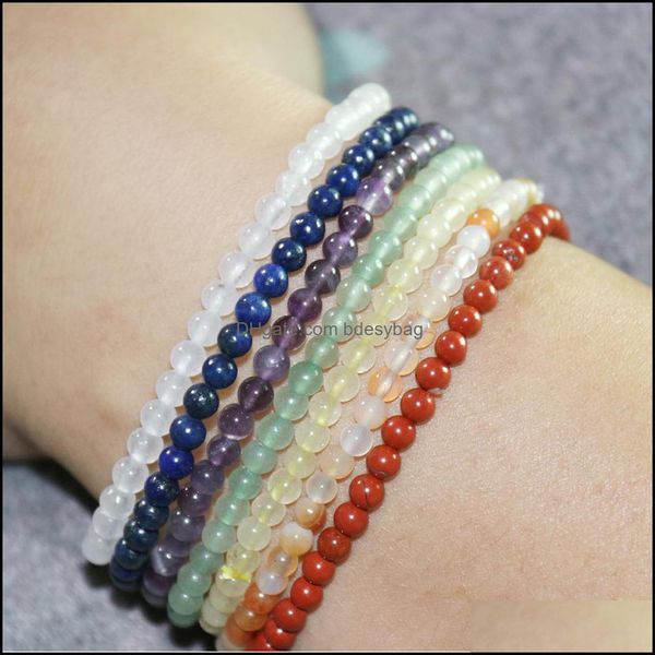 

beaded strands bracelets jewelry mg0047 wholesale 7 chakra yoga mala beads bracelet design natural stone energy 4 mm mini gemstone set drop, Black