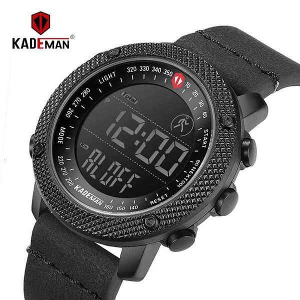 

kademan brand luxury sport mens watches steps counter leather lcd digital display watch waterproof fashion casual wristwatch