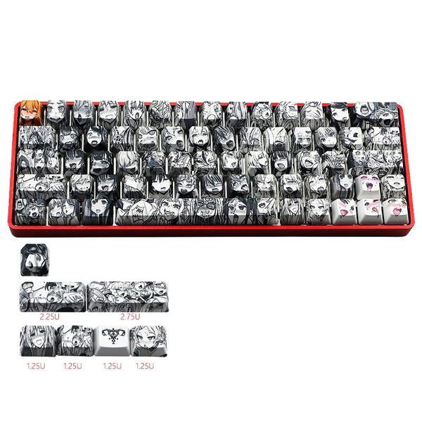 

key ahegao keycap dye sublimation oem profile japanese anime for diy gk61 gk64 keyboard keyboards