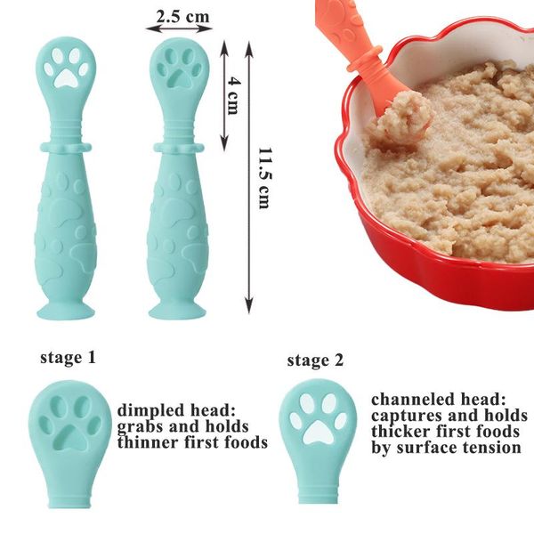 

cups, dishes & utensils 2pcs/set pre-spoon baby spoon set bpa silicone self feeding utensil weaning for ages 6 months+