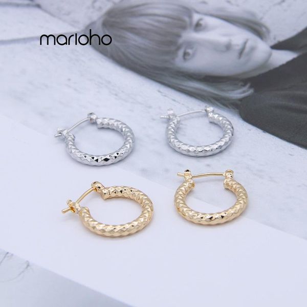 

europe fashion gold colors pattern c-shaped hoop earrings for women metal bump round hollow simple party jewelry & huggie, Golden;silver