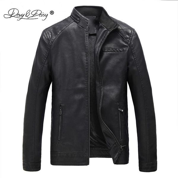 

men's jackets davydaisy 2021 autumn winter pu leather men jacket warm coat outerwear black yellow male brand clothing -6xl jk017, Black;brown