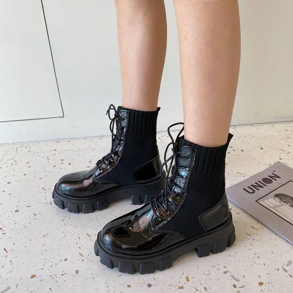 

boots women's shoes 2021 winter style keep warm platform comfortable casual mid-calf round toe flat with snow, Black