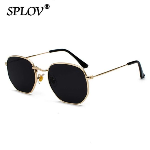 

hexagon men women square polygon sunglasses brand designer retro shades metals frame eyewear uv400 the sol, Black
