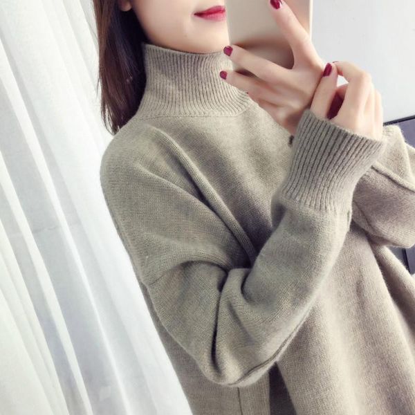 

women's sweaters 2021 winter and autumn vintage female pullover long sleeve turtleneck pullovers batwing solid thick, White;black