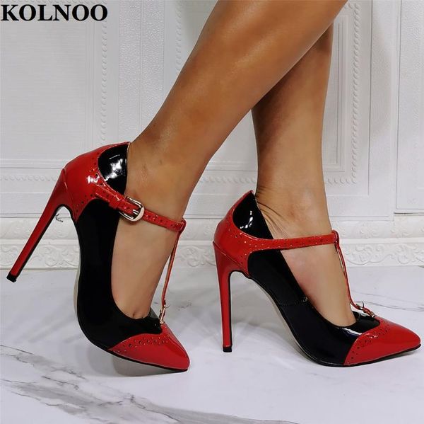 

dress shoes kolnoo womens high heel pumps real pos t-starp party prom pointy patchwork evening fashion club court, Black