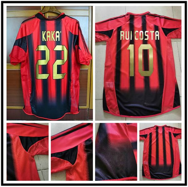 2004 2005 Retro Soccer Jersey 04 05 Home Rosso Black Black Classic Calcio da calcio Camicia NESTA AC INZAGHI SHEVCHENKO Pirlo Kaka Maldini