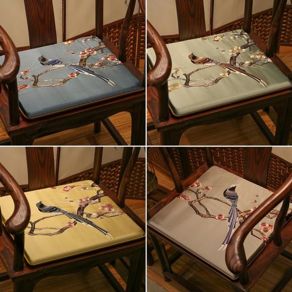 Cuscino/Cuscino Decorativo Gazza Cuscino del Sedile in Stile Cinese Ricamato Sedia Antiscivolo di Alta Qualità Giallo Blu Uccelli Tatami Decorazione Domestica