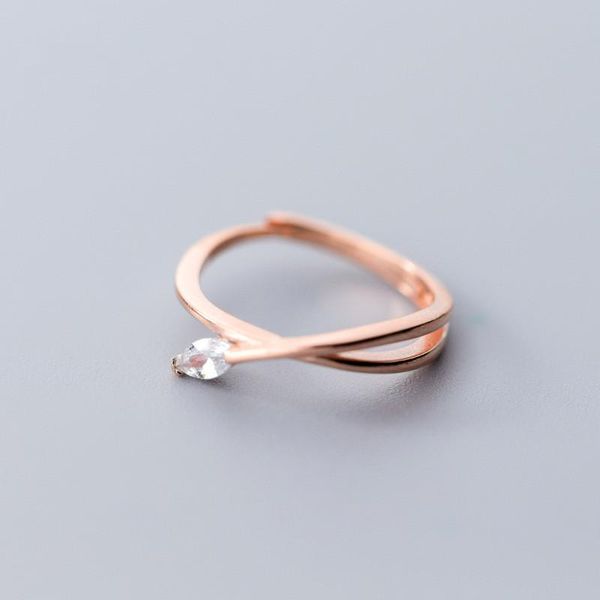 

cluster rings 925 sterling silver color jewelry single zirconia cross shape ring open adjustable size for fashion women girls gift, Golden;silver