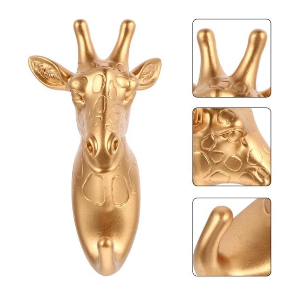 

1pc resin giraffe head shape wall hook creative hanger decorative hooks & rails