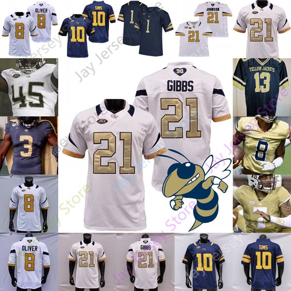 Georgia Tech Football Jersey NCAA колледж Johnson Mason Jalen Camp Jeff Sims Malachi Carter Yates Kyric Mcgowan James Graham Ahmarean Brown Adonicas Sanders