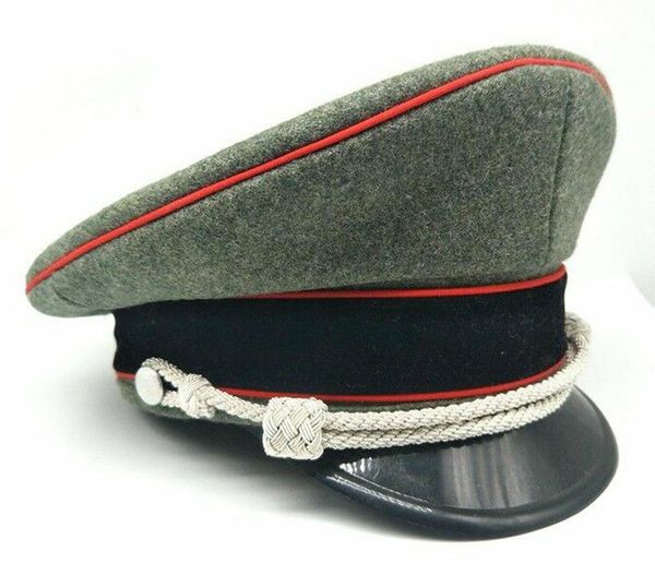 

wide brim hats wwii german military officer peaked cap visor hat chin cord in sizes, Blue;gray