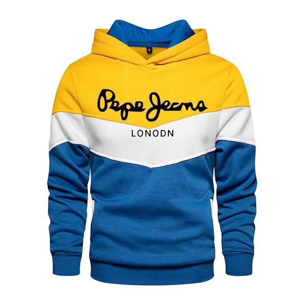 

men's hoodies & sweatshirts fashion print stitching high-quality pullover 2021 spring and autumn sports shirt casual hooded top, Black