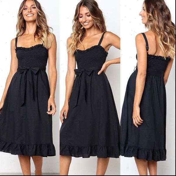 

women dresses spaghetti strap backless summer dress elegant sundress floral print wrap midi for vestidos, Black;gray
