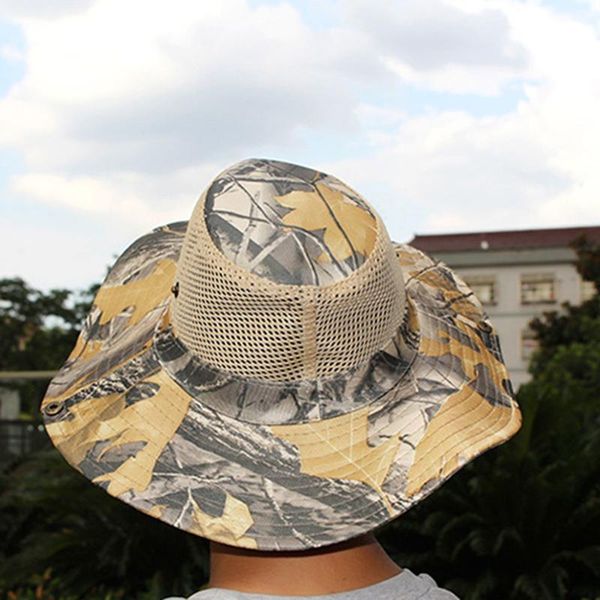 

camouflage boonie bucket hats hunting outdoor hiking fishing sun protector mesh fisherman cap for men sports caps, Black;white