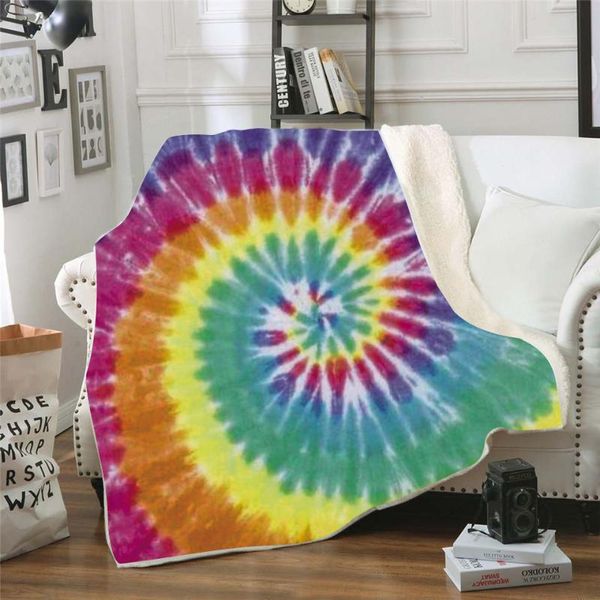 

blankets magic bohemian circle gradient rainbow 3d print velvet home sofa sherpa blanket for beds warm fleece camping quilt