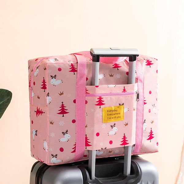 

storage bags cartoon printing travel clothes bag thick student luggage sorting organizerfolding wardrobe tidy case large capacity
