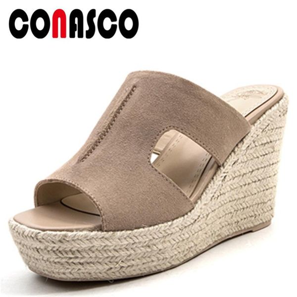 

arrival women gladiator sandals suede leather summer wedges high heels shoes woman platforms casual quality dress, Black