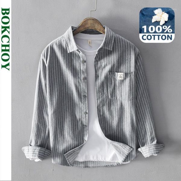 

men's striped cotton long-sleeved shirt gml04-513 casual shirts, White;black