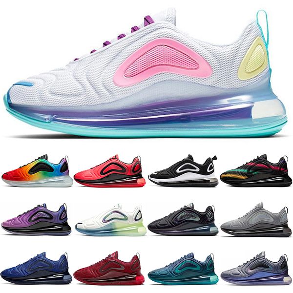 

mens womens 720 running shoes sports sneakers volt university red blue total eclipse sunset sunrise rainbow pale vanilla oxygen purple train, White;red