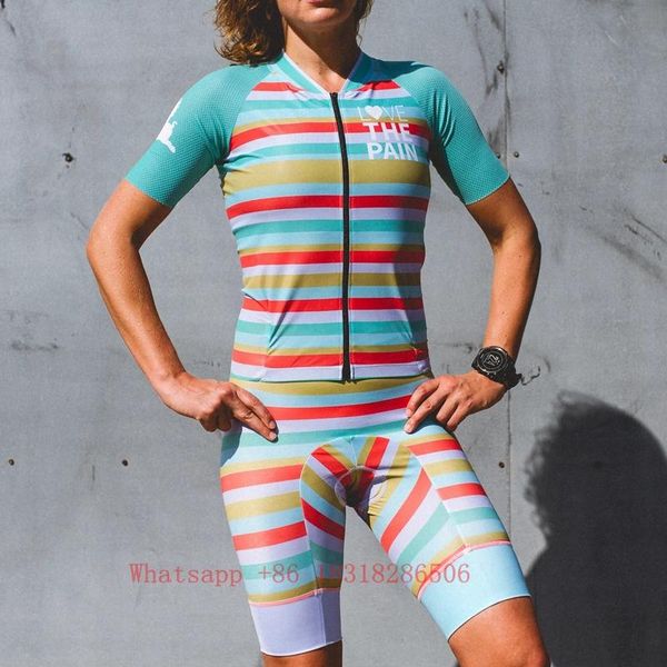 Set da corsa Love The Pain Maglia da ciclismo da donna USA Pro Uniforme Summer Bike Set Camicie da strada Pantaloncini MTB Ciclismo Team Ropa Maillot