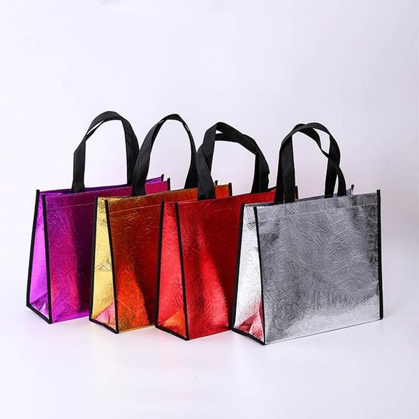 

storage bags 1pc tote reusable grocery bag non-woven shopping laser fabric foldable handbag large capacity