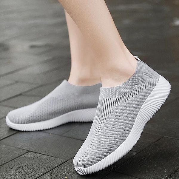 

sandals women flats shoes plus size 43 breathable mesh platform sneakers slip on soft ladies casual woman knit sock, Black