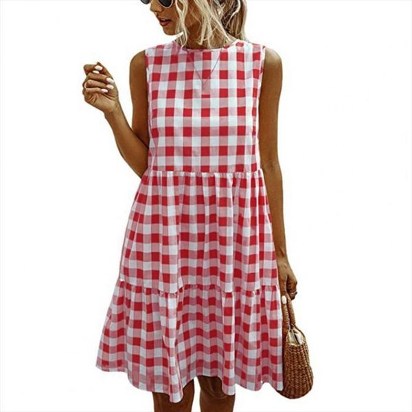 

sales high waist wide hem women dress leisure round neck loose for outdoor, Black;gray