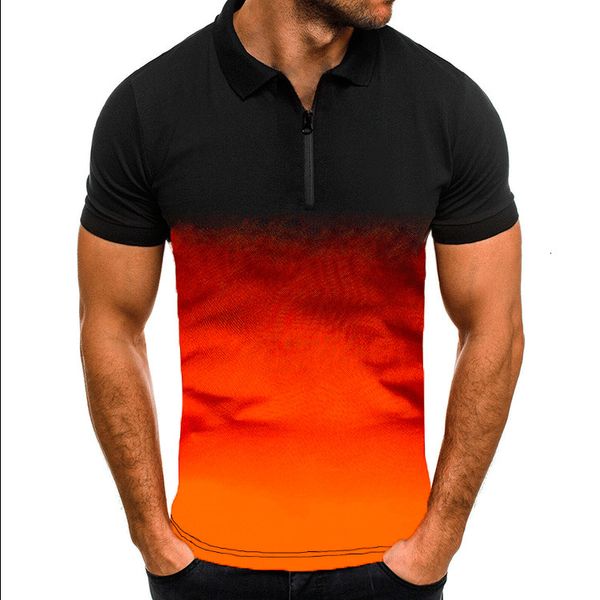

luxury t-shirts men's casual sports t-shirt summer lapel 3d tapered short sleeve polo shirt, Black