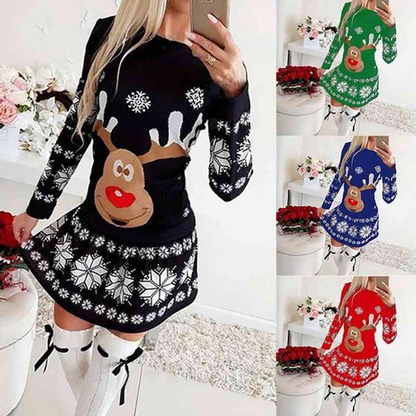 

fashion christmas snowflake print womens dresses short winter tunic swing casual evening party vestido de fest, Black;gray