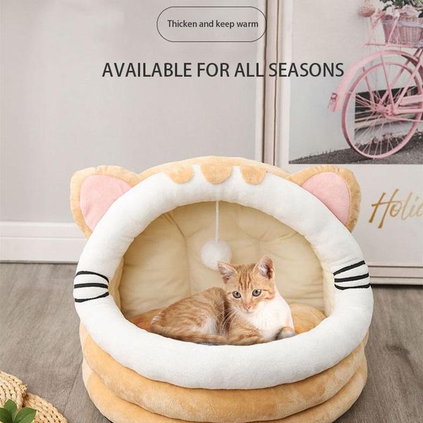 

cat beds & furniture cute bed house pet tent for indoor cave basket with cushion dog kennel kitten puppy nest cats accessories