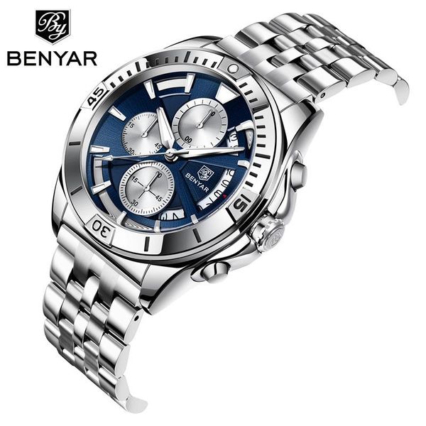 

wristwatches benyar fashion watch for quartz hardlex mirror waterproof man's, Slivery;brown