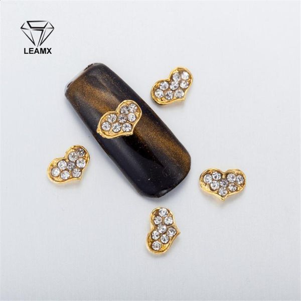 

10 pcs gold silver glitter 3d heart style rhinestones for nails design 2021 charms metal alloy nail art accessoires1, Silver;gold
