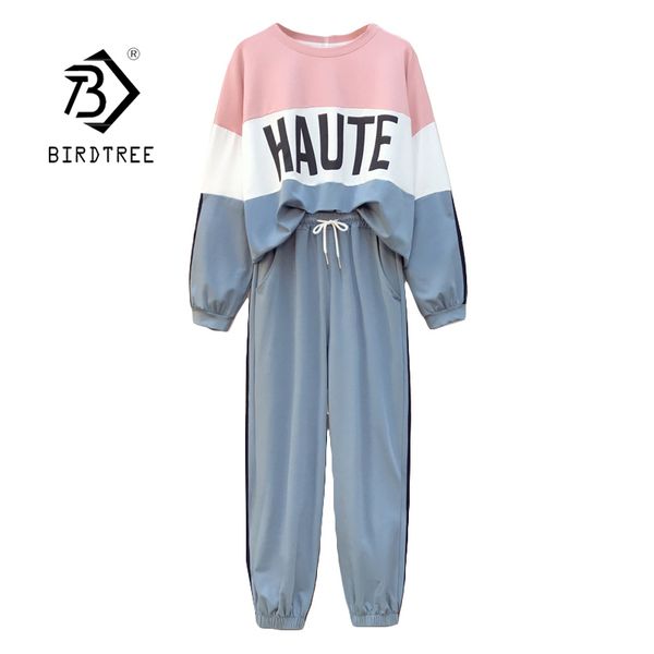 

spring women's tracksuits sports suit casual hoodies letter sweatshirt female two piece set jacket sweatpants clothes s12701x 210419, White