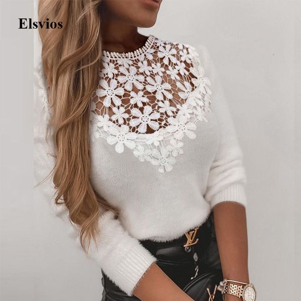 

women's sweaters elegant patchwork lace pullover jumper autumn women halter turtleneck spring casual long sleeve knitted os7p, White;black