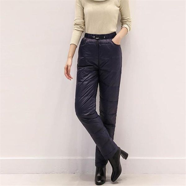 

women's pants & capris woman plus size thick 100% white duck down female oversized warm trousers lady pantalones abajo pantalon bas, Black;white