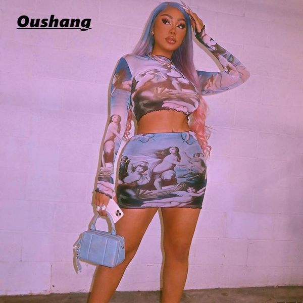 

matching outfits femme club ruffleÂ clothes bodycon aesthetic printed 2 piece set women stylish crop mini skirts street women's tracksui, Gray