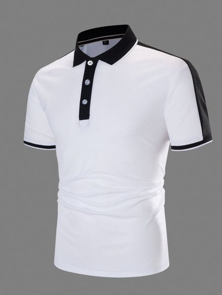 

men contrast collar polo shirt w8gm#, White;black