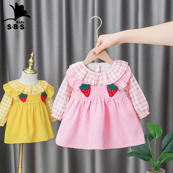 

girl's dresses 2021 girls dress spring and autumn arrival baby long-sleeved stitching korean style princess, Red;yellow
