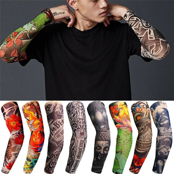 

dropshipping serivce tattoo 3d skull cooling arm warmer sleeves cover hip hop streewear casual basketball golf uv sun protection plus size s, Silver