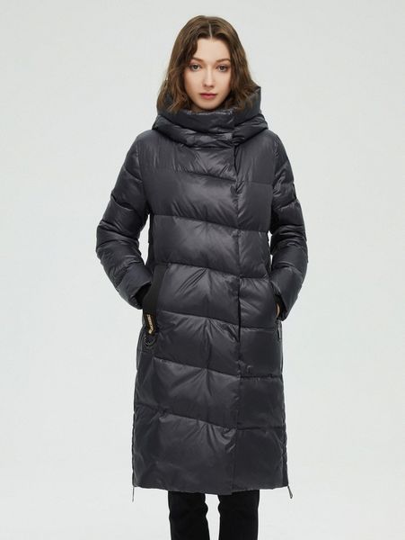 

colorblock lining single breasted letter patched hooded winter coat p4r6#, Black