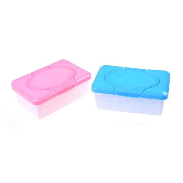 

tissue boxes & napkins plastic dry wet box case baby wipes press -up design home holder accessories pink blue colors