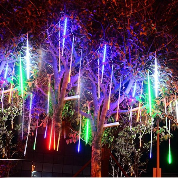 

strings 8 pieces 30cm led light meteor shower rain tubes decoration christmas wedding home garden 100-240v/eu plug with tail